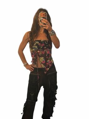 Mushrooms strapless mesh top